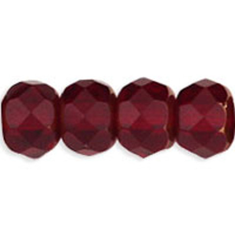 Czech Glass Beads Gemstone Rondelles COPPER RUBY 6x4mm